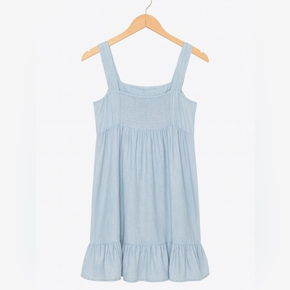 Old Navy size medium tall blue denim sundress with shoulder ties. - Picture 3 of 3